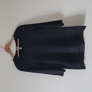 Chico's Black Ponte Knit Tulip Hem 3/4 Sleeve Tunic Top Size Medium/8